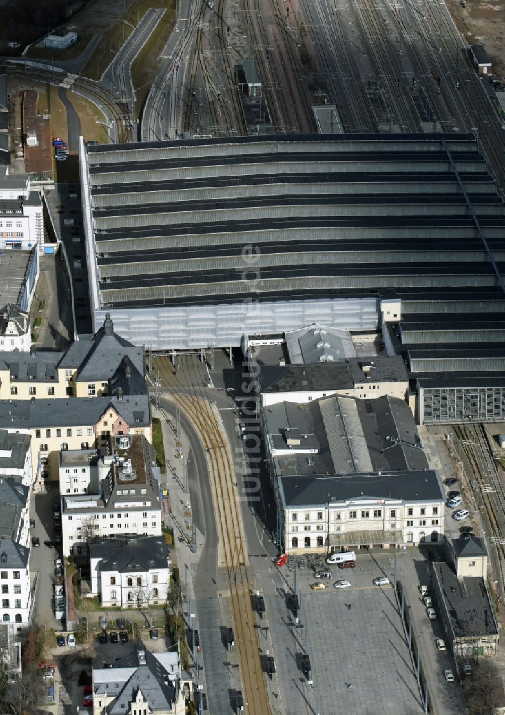 Luftbild Chemnitz - Hauptbahnhof der Deutschen Bahn in Chemnitz im Bundesland Sachsen