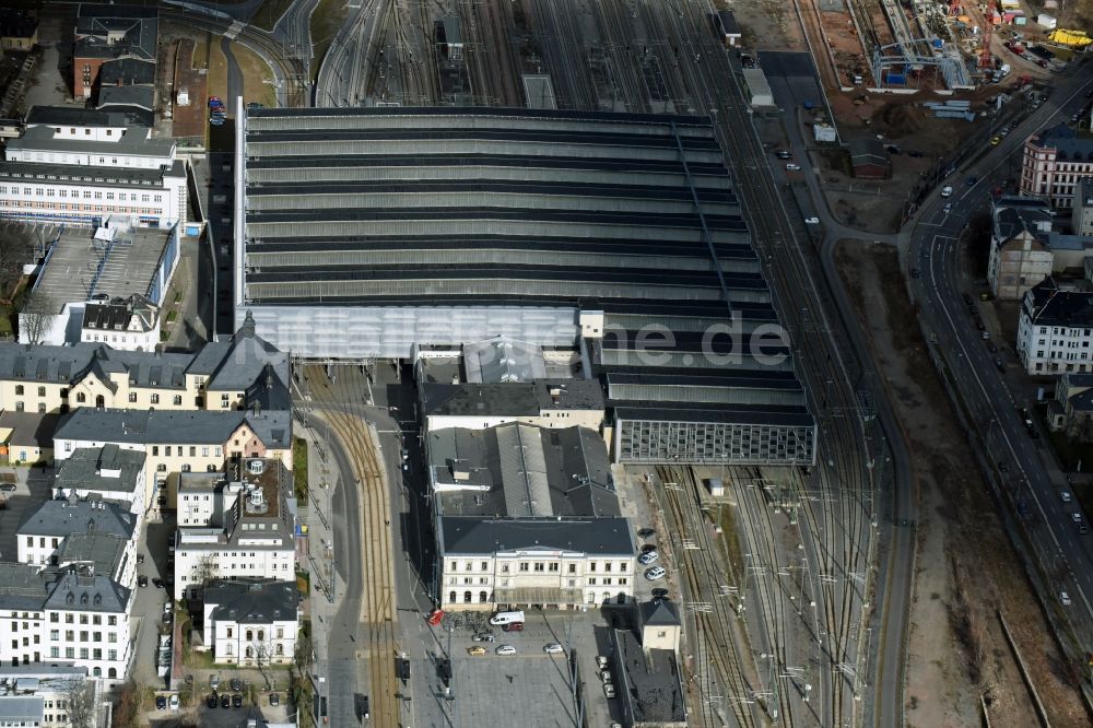 Luftaufnahme Chemnitz - Hauptbahnhof der Deutschen Bahn in Chemnitz im Bundesland Sachsen