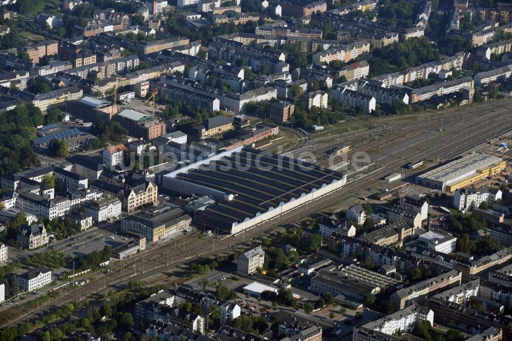 Chemnitz von oben - Hauptbahnhof der Deutschen Bahn in Chemnitz im Bundesland Sachsen