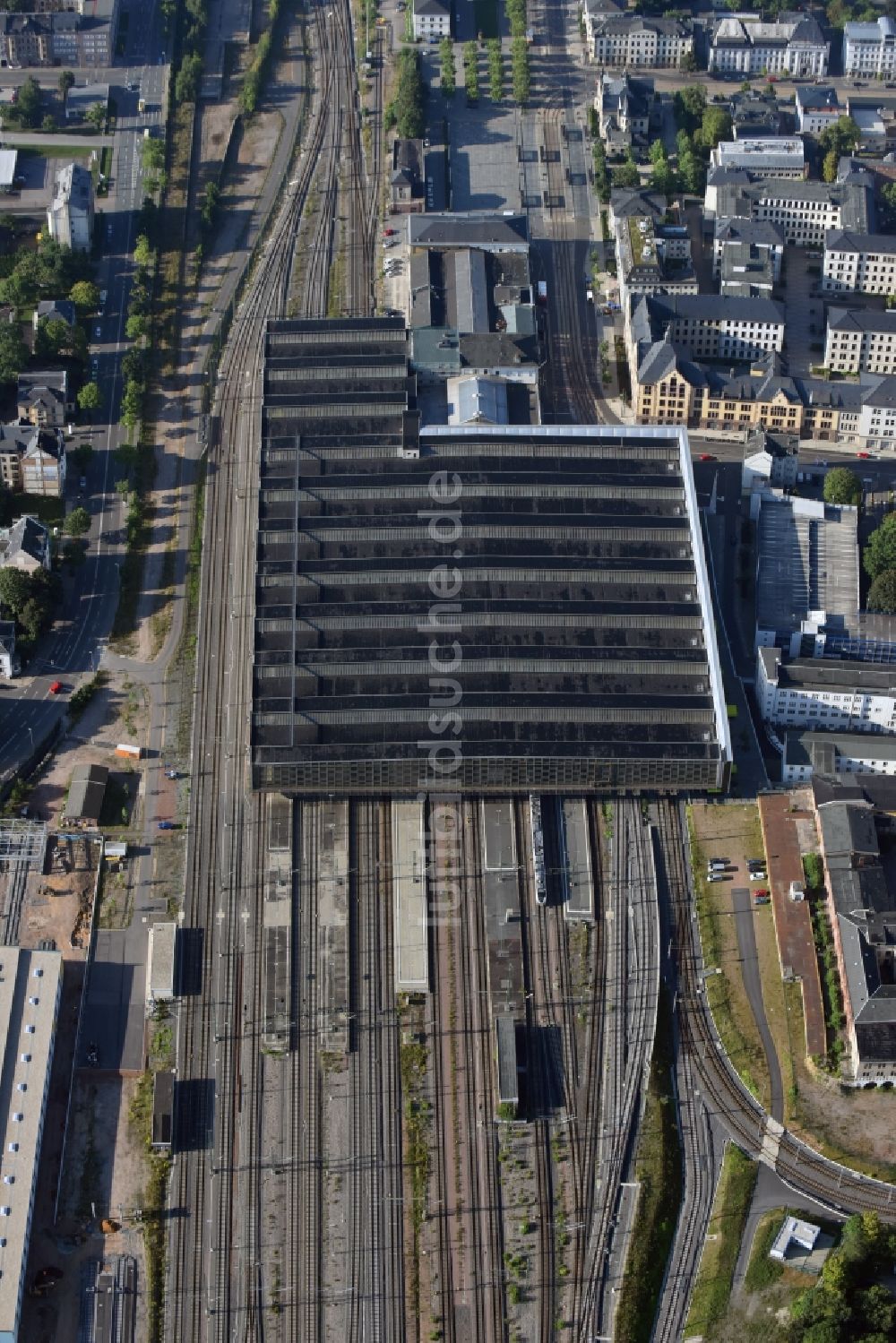 Luftaufnahme Chemnitz - Hauptbahnhof der Deutschen Bahn in Chemnitz im Bundesland Sachsen