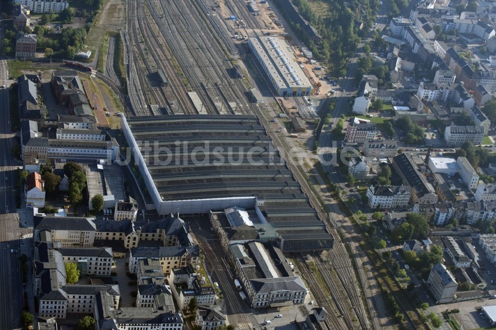 Chemnitz von oben - Hauptbahnhof der Deutschen Bahn in Chemnitz im Bundesland Sachsen