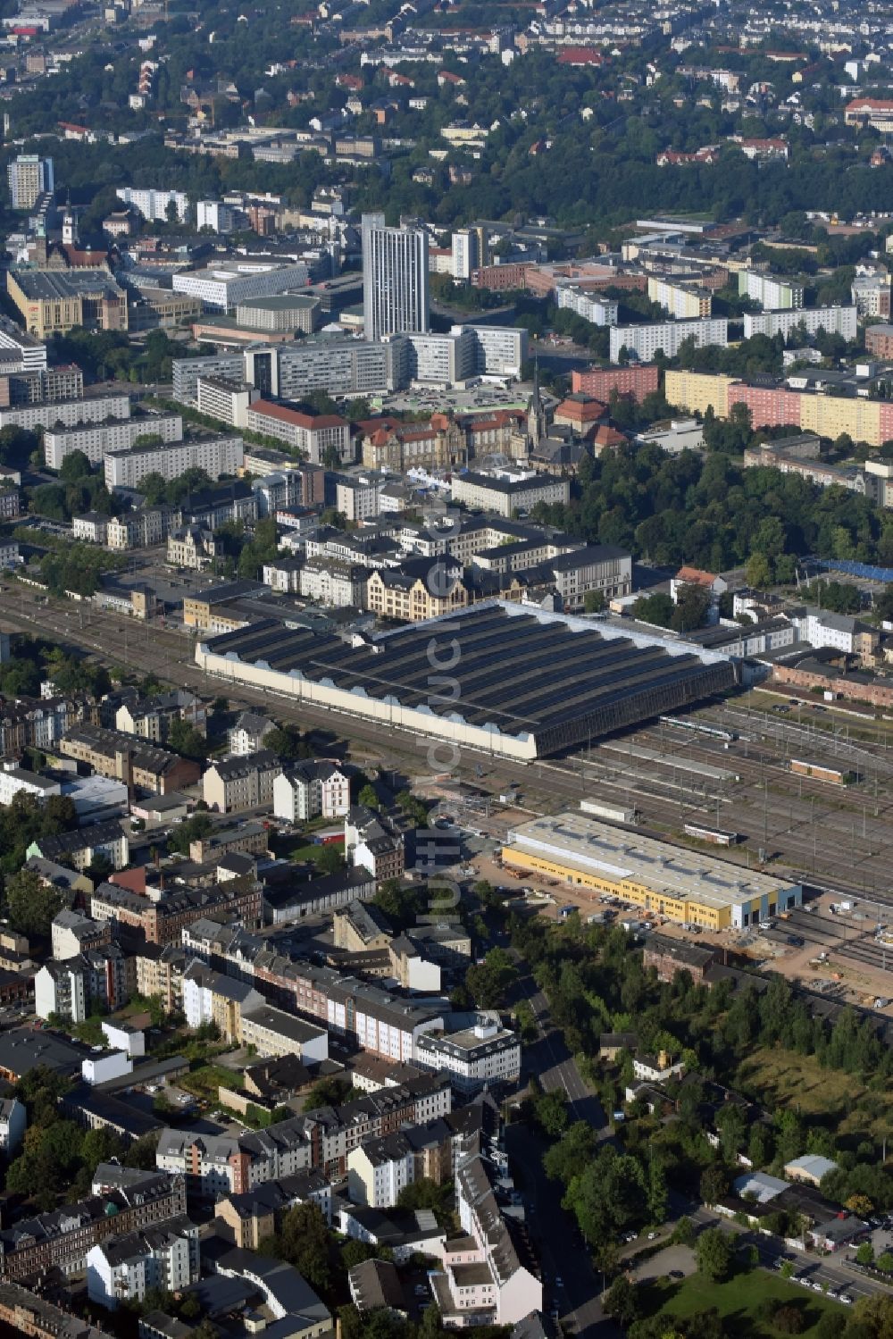 Luftbild Chemnitz - Hauptbahnhof der Deutschen Bahn in Chemnitz im Bundesland Sachsen