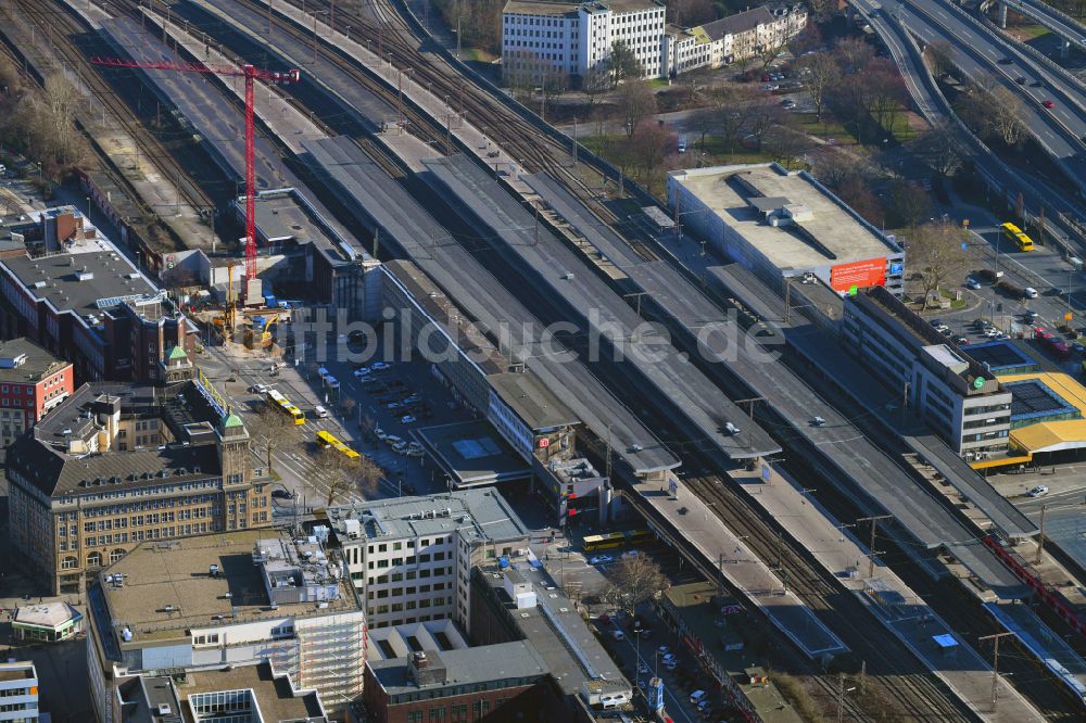 Luftbild Essen - Hauptbahnhof der Deutschen Bahn in Essen im Bundesland Nordrhein-Westfalen, Deutschland