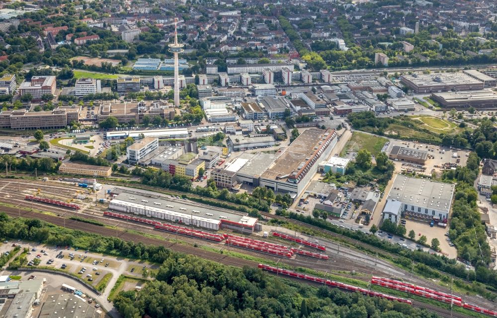 Luftaufnahme Essen - Hauptbahnhof der Deutschen Bahn in Essen im Bundesland Nordrhein-Westfalen - NRW, Deutschland