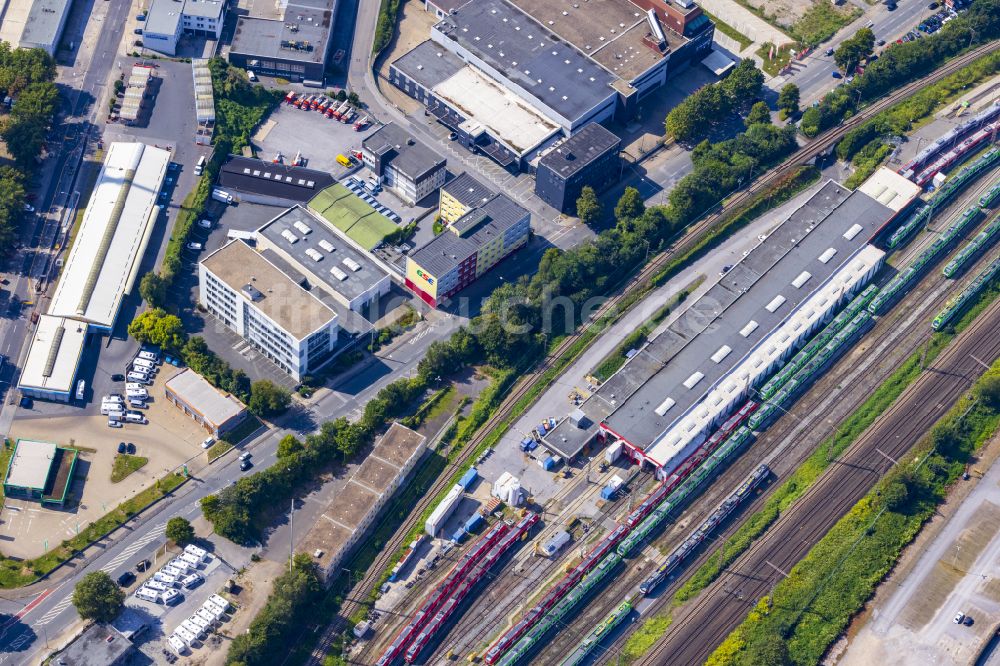 Essen von oben - Hauptbahnhof der Deutschen Bahn in Essen im Bundesland Nordrhein-Westfalen - NRW, Deutschland