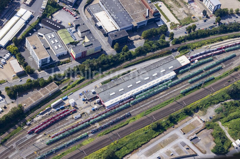 Essen aus der Vogelperspektive: Hauptbahnhof der Deutschen Bahn in Essen im Bundesland Nordrhein-Westfalen - NRW, Deutschland