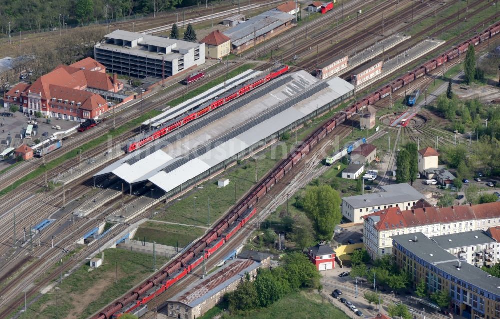 Luftaufnahme Frankfurt (Oder) - Hauptbahnhof der Deutschen Bahn in Frankfurt (Oder) im Bundesland Brandenburg