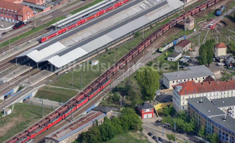 Frankfurt (Oder) von oben - Hauptbahnhof der Deutschen Bahn in Frankfurt (Oder) im Bundesland Brandenburg