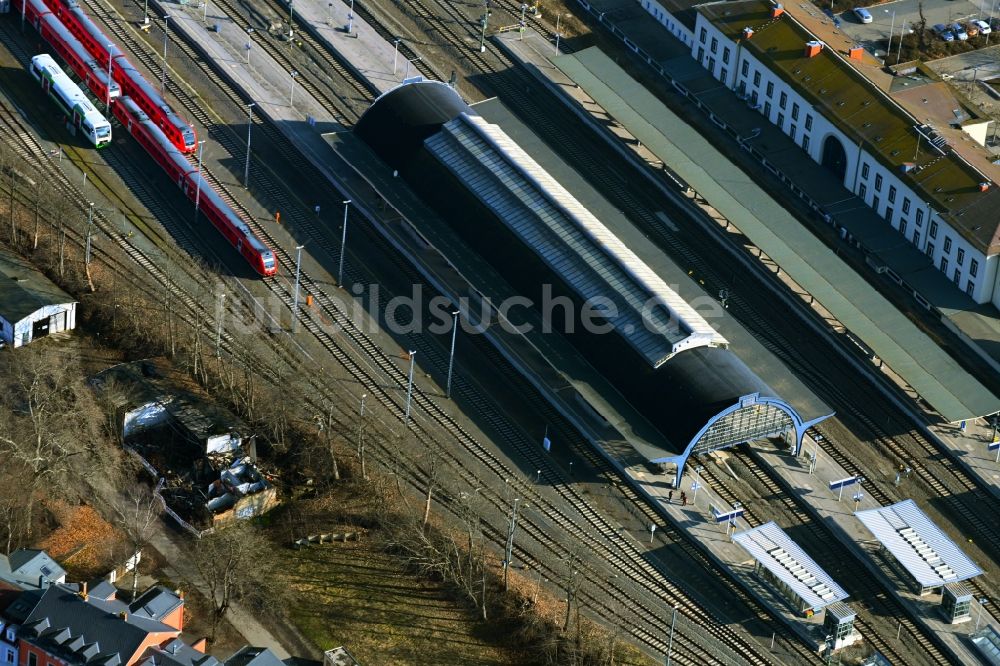 Luftbild Gera - Hauptbahnhof der Deutschen Bahn in Gera im Bundesland Thüringen, Deutschland