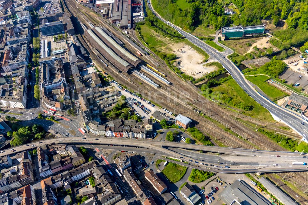 Luftaufnahme Hagen - Hauptbahnhof der Deutschen Bahn in Hagen im Bundesland Nordrhein-Westfalen