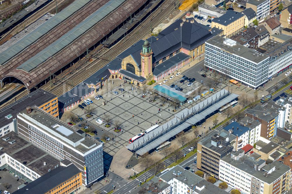 Hagen von oben - Hauptbahnhof der Deutschen Bahn in Hagen im Bundesland Nordrhein-Westfalen, Deutschland