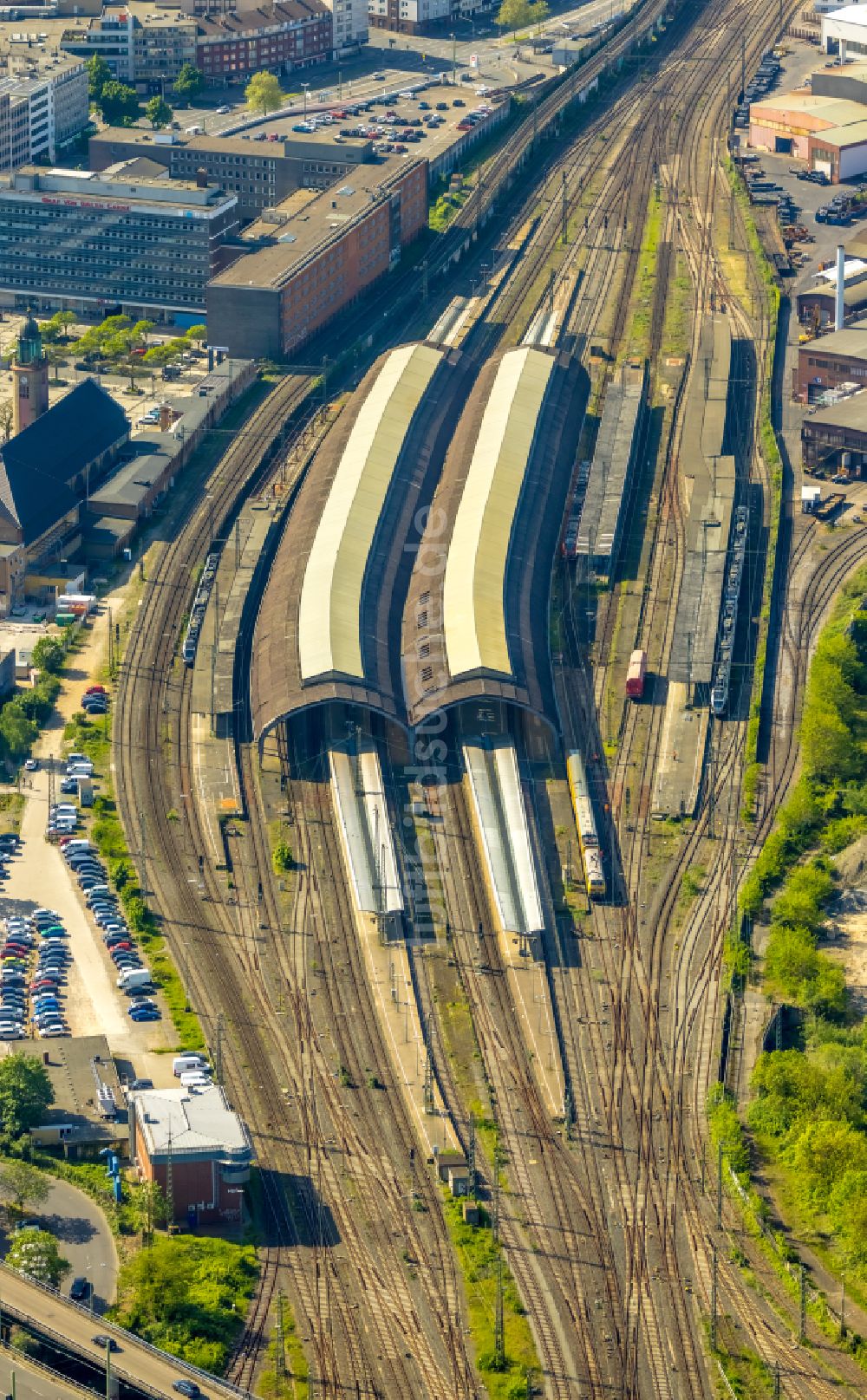 Luftbild Hagen - Hauptbahnhof der Deutschen Bahn in Hagen im Bundesland Nordrhein-Westfalen, Deutschland