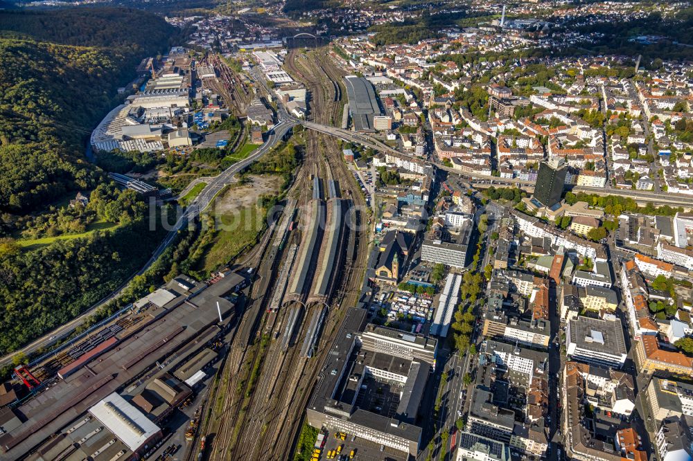 Luftbild Hagen - Hauptbahnhof der Deutschen Bahn in Hagen im Bundesland Nordrhein-Westfalen, Deutschland