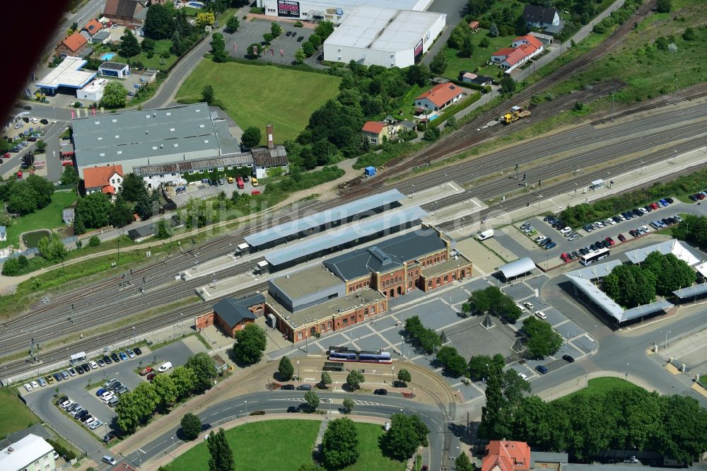 Luftaufnahme Halberstadt - Hauptbahnhof der Deutschen Bahn in Halberstadt im Bundesland Sachsen-Anhalt