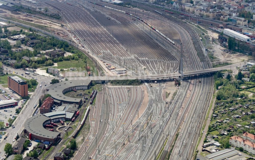 Luftaufnahme Halle (Saale) - Hauptbahnhof der Deutschen Bahn in Halle (Saale) im Bundesland Sachsen-Anhalt