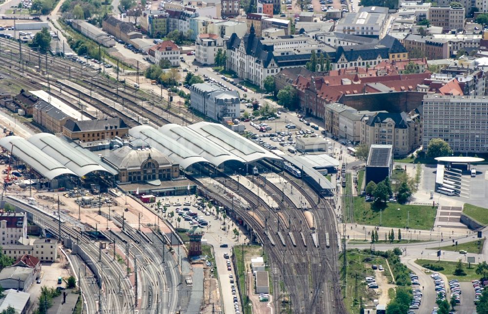 Luftbild Halle (Saale) - Hauptbahnhof der Deutschen Bahn in Halle (Saale) im Bundesland Sachsen-Anhalt