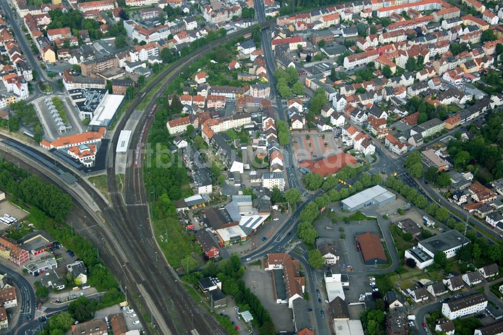 Luftbild Hameln - Hauptbahnhof der Deutschen Bahn in Hameln im Bundesland Niedersachsen, Deutschland