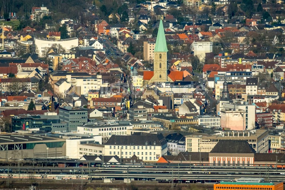 Luftbild Hamm - Hauptbahnhof der Deutschen Bahn in Hamm im Bundesland Nordrhein-Westfalen, Deutschland