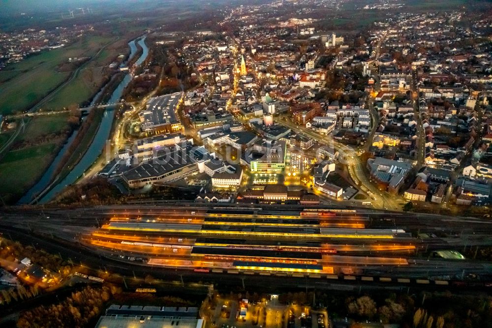 Luftaufnahme Hamm - Hauptbahnhof der Deutschen Bahn in Hamm im Bundesland Nordrhein-Westfalen, Deutschland