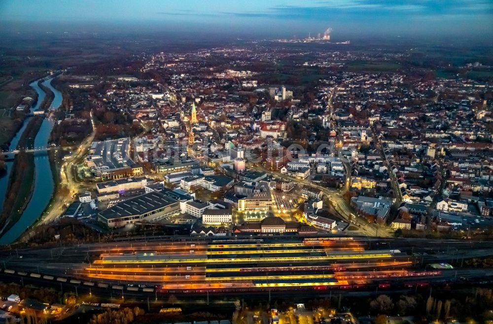 Hamm von oben - Hauptbahnhof der Deutschen Bahn in Hamm im Bundesland Nordrhein-Westfalen, Deutschland