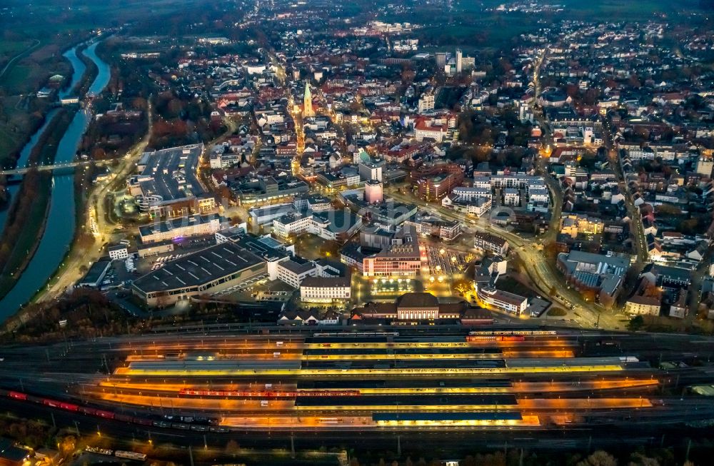 Luftbild Hamm - Hauptbahnhof der Deutschen Bahn in Hamm im Bundesland Nordrhein-Westfalen, Deutschland