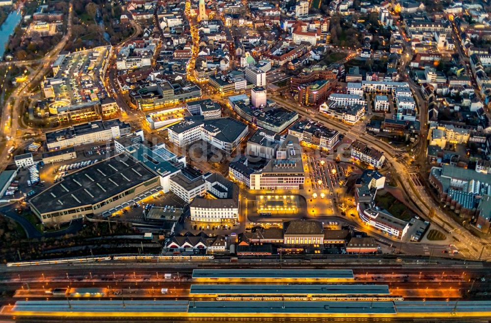 Hamm von oben - Hauptbahnhof der Deutschen Bahn in Hamm im Bundesland Nordrhein-Westfalen, Deutschland