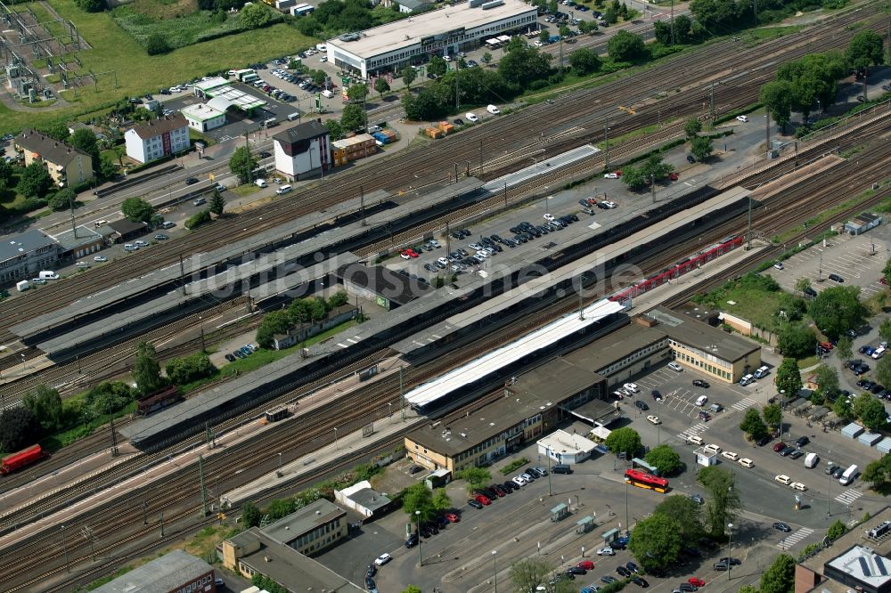 Luftbild Hanau - Hauptbahnhof der Deutschen Bahn in Hanau im Bundesland Hessen, Deutschland