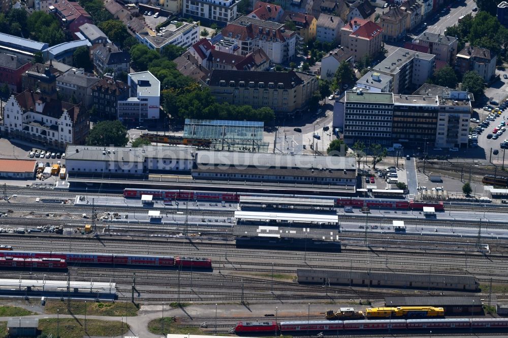 Heilbronn von oben - Hauptbahnhof der Deutschen Bahn in Heilbronn im Bundesland Baden-Württemberg, Deutschland