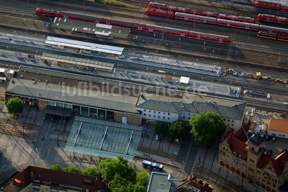 Heilbronn aus der Vogelperspektive: Hauptbahnhof der Deutschen Bahn in Heilbronn im Bundesland Baden-Württemberg, Deutschland