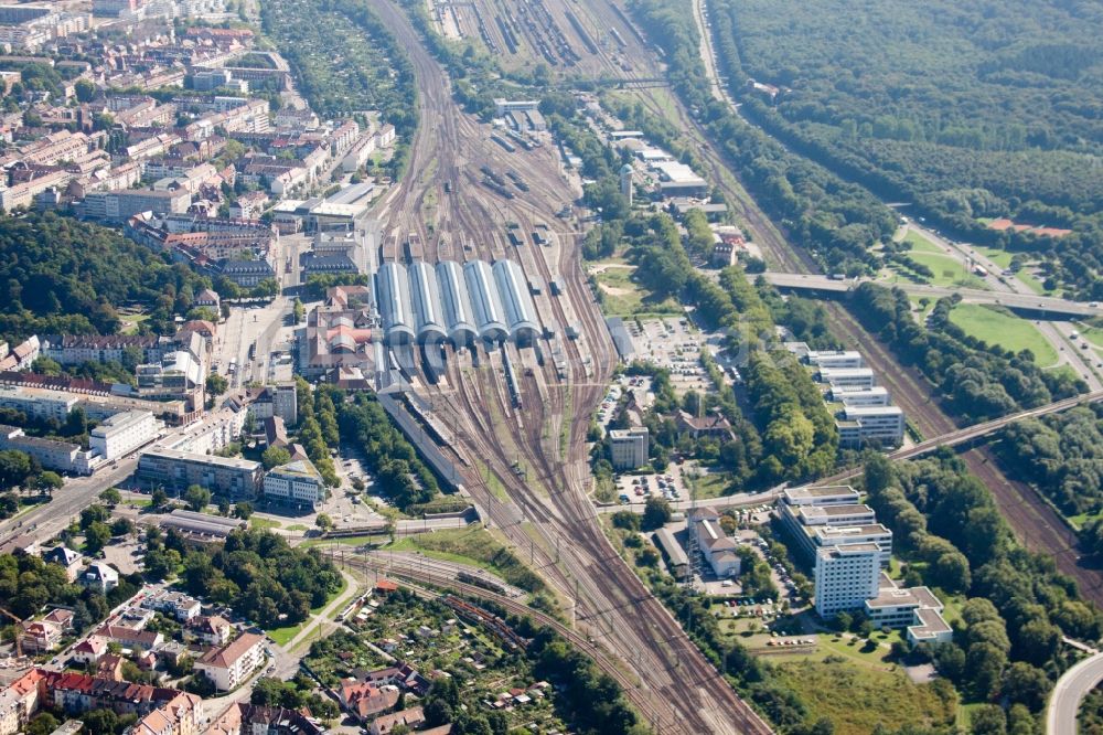 Luftbild Karlsruhe - Hauptbahnhof der Deutschen Bahn in Karlsruhe im Bundesland Baden-Württemberg