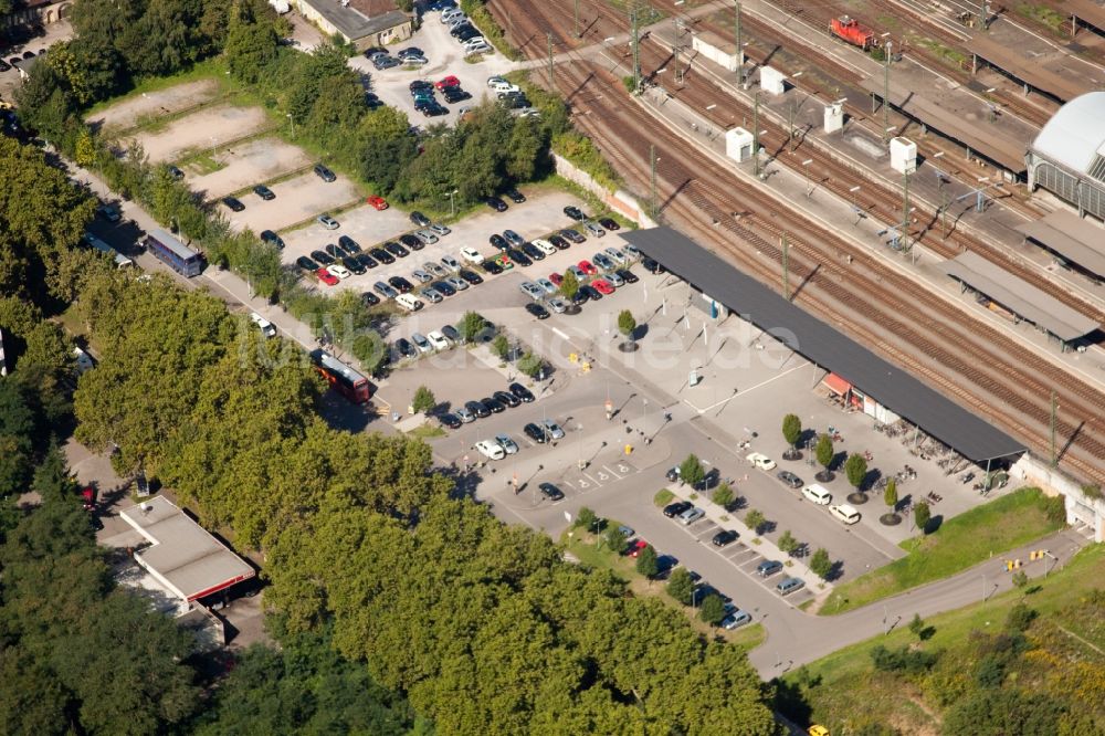 Luftaufnahme Karlsruhe - Hauptbahnhof der Deutschen Bahn in Karlsruhe im Bundesland Baden-Württemberg