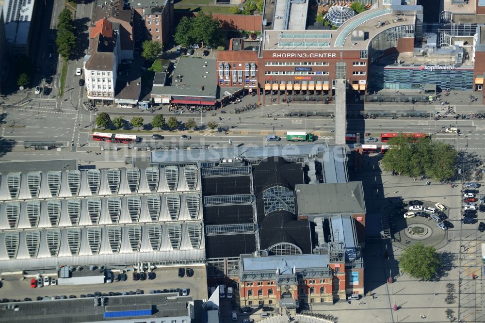 Luftbild Kiel - Hauptbahnhof der Deutschen Bahn in Kiel im Bundesland Schleswig-Holstein