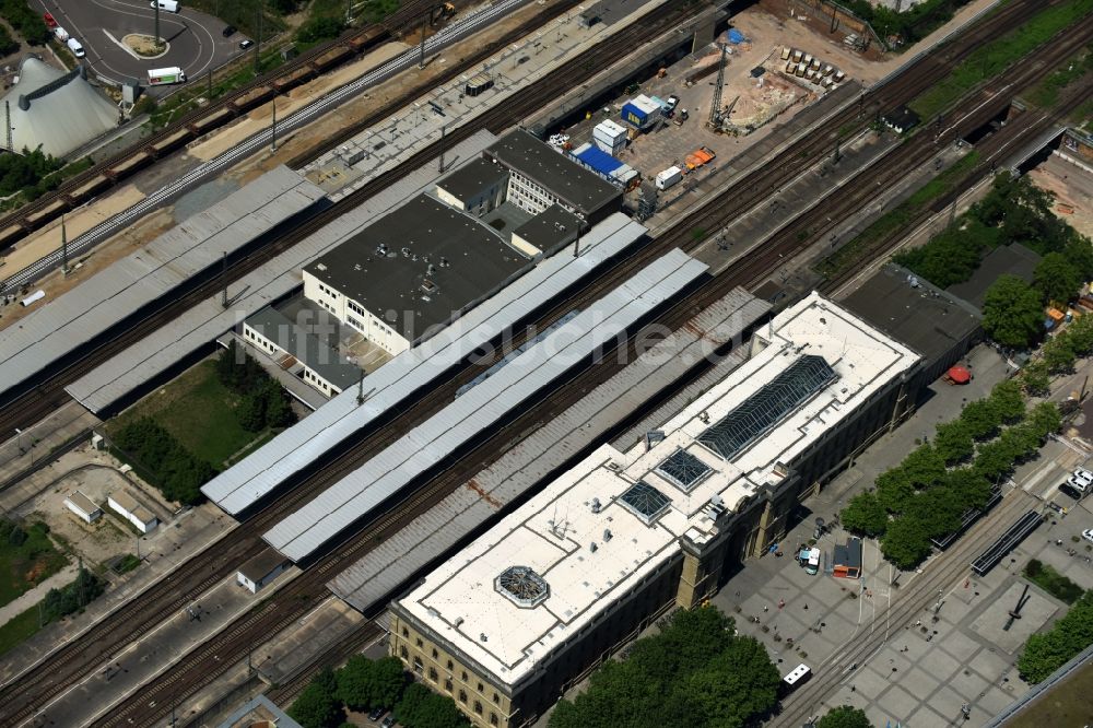 Luftaufnahme Magdeburg - Hauptbahnhof der Deutschen Bahn in Magdeburg im Bundesland Sachsen-Anhalt