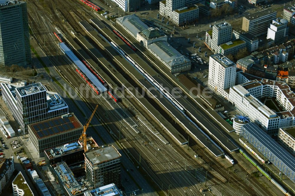 Luftbild Mannheim - Hauptbahnhof der Deutschen Bahn in Mannheim im Bundesland Baden-Württemberg, Deutschland