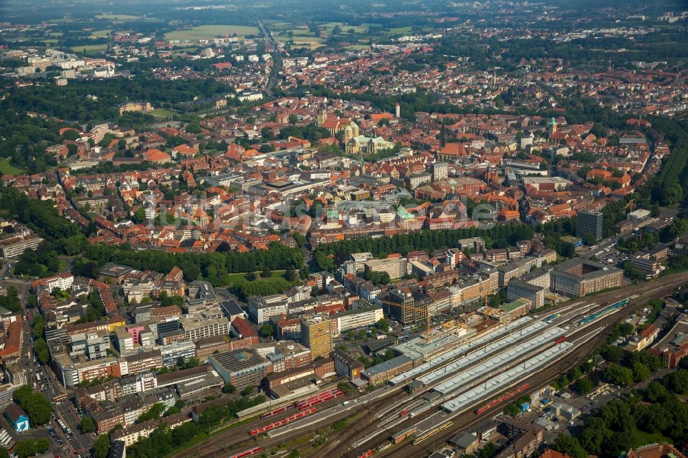 Münster von oben - Hauptbahnhof der Deutschen Bahn in Münster im Bundesland Nordrhein-Westfalen