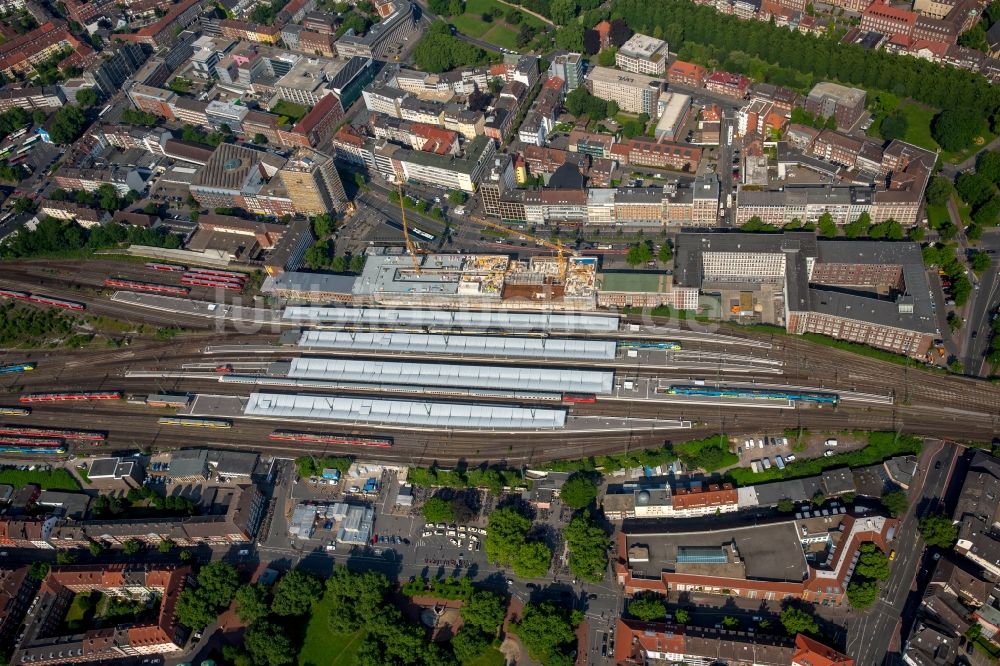 Münster von oben - Hauptbahnhof der Deutschen Bahn in Münster im Bundesland Nordrhein-Westfalen