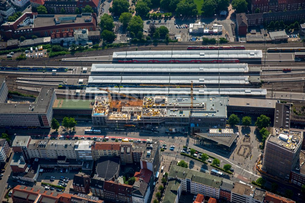 Münster von oben - Hauptbahnhof der Deutschen Bahn in Münster im Bundesland Nordrhein-Westfalen, Deutschland