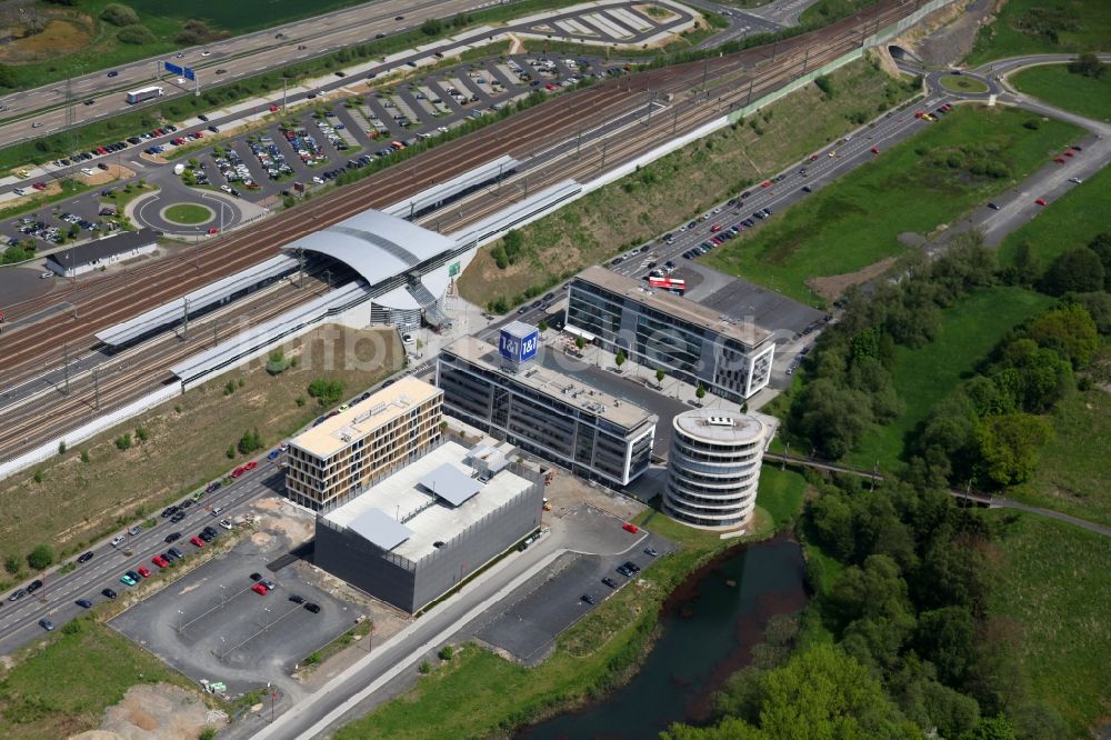 Luftaufnahme Montabaur - Hauptbahnhof der Deutschen Bahn in Montabaur im Bundesland Rheinland-Pfalz