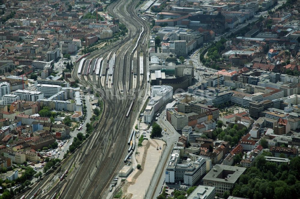 Luftbild Nürnberg - Hauptbahnhof der Deutschen Bahn in Nürnberg im Bundesland Bayern