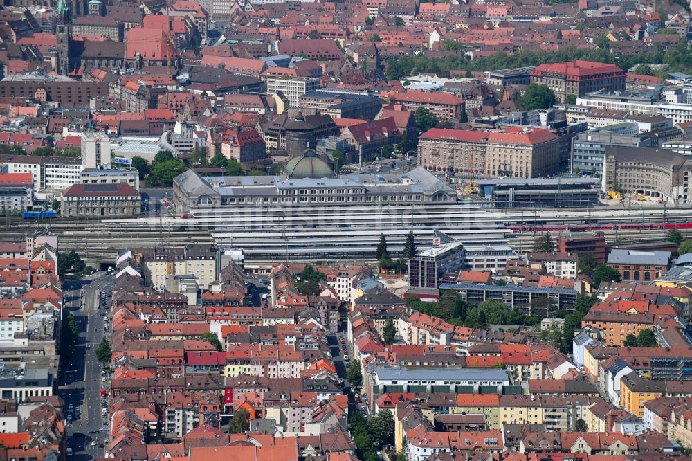 Luftbild Nürnberg - Hauptbahnhof der Deutschen Bahn in Nürnberg im Bundesland Bayern, Deutschland