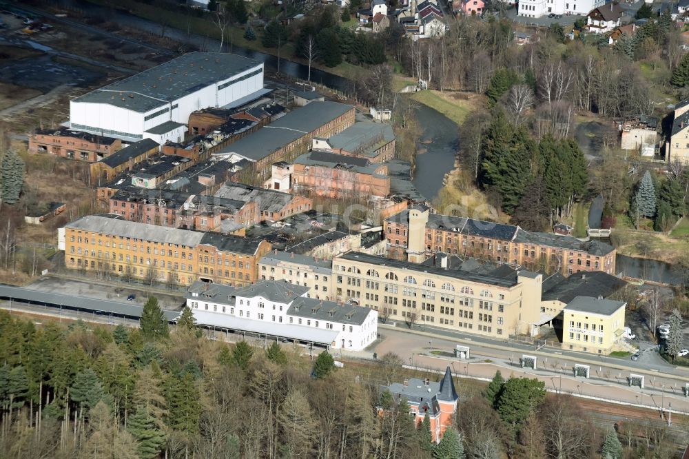 Luftaufnahme Oelsnitz/Vogtl. - Hauptbahnhof der Deutschen Bahn in Oelsnitz/Vogtl. im Bundesland Sachsen