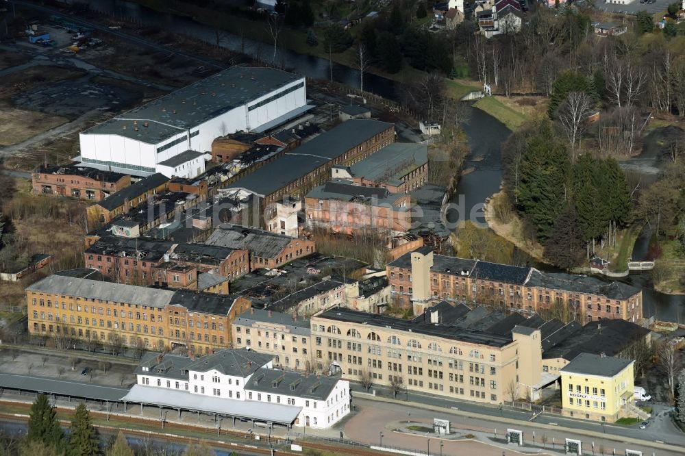 Oelsnitz/Vogtl. von oben - Hauptbahnhof der Deutschen Bahn in Oelsnitz/Vogtl. im Bundesland Sachsen