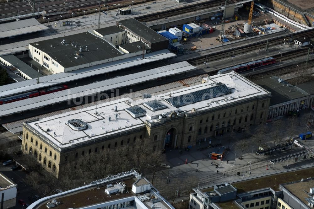 Luftaufnahme Magdeburg - Hauptbahnhof der Deutschen Bahn im Ortsteil Altstadt in Magdeburg im Bundesland Sachsen-Anhalt