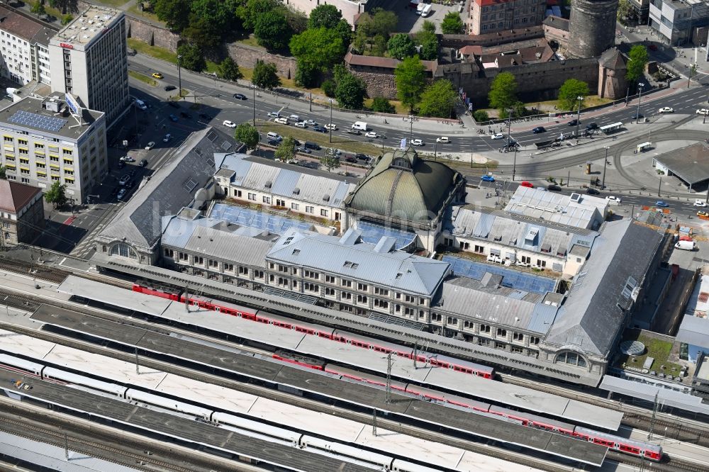 Nürnberg aus der Vogelperspektive: Hauptbahnhof der Deutschen Bahn im Ortsteil Mitte in Nürnberg im Bundesland Bayern, Deutschland
