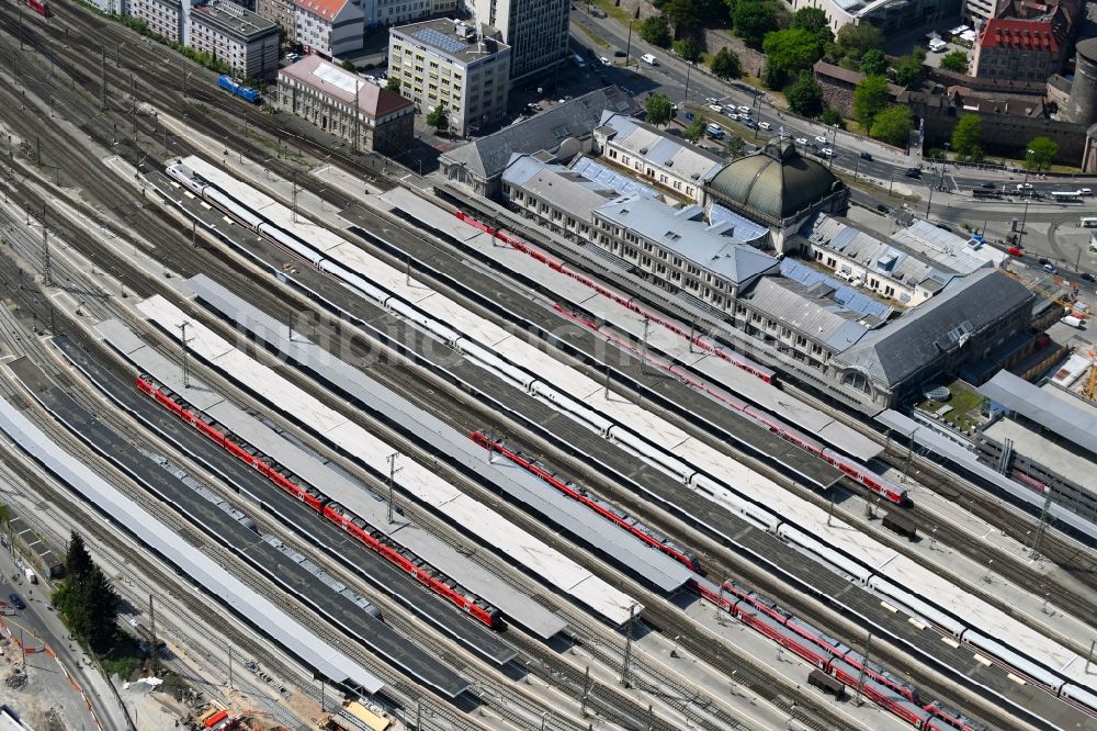 Luftbild Nürnberg - Hauptbahnhof der Deutschen Bahn im Ortsteil Mitte in Nürnberg im Bundesland Bayern, Deutschland