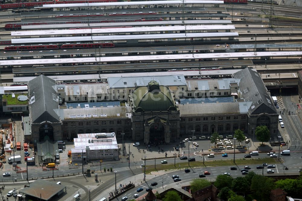 Luftbild Nürnberg - Hauptbahnhof der Deutschen Bahn im Ortsteil Mitte in Nürnberg im Bundesland Bayern, Deutschland