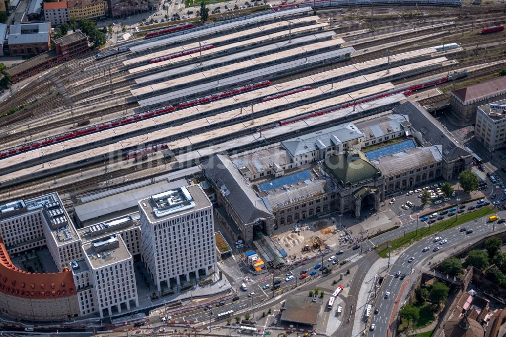 Luftbild Nürnberg - Hauptbahnhof der Deutschen Bahn im Ortsteil Mitte in Nürnberg im Bundesland Bayern, Deutschland