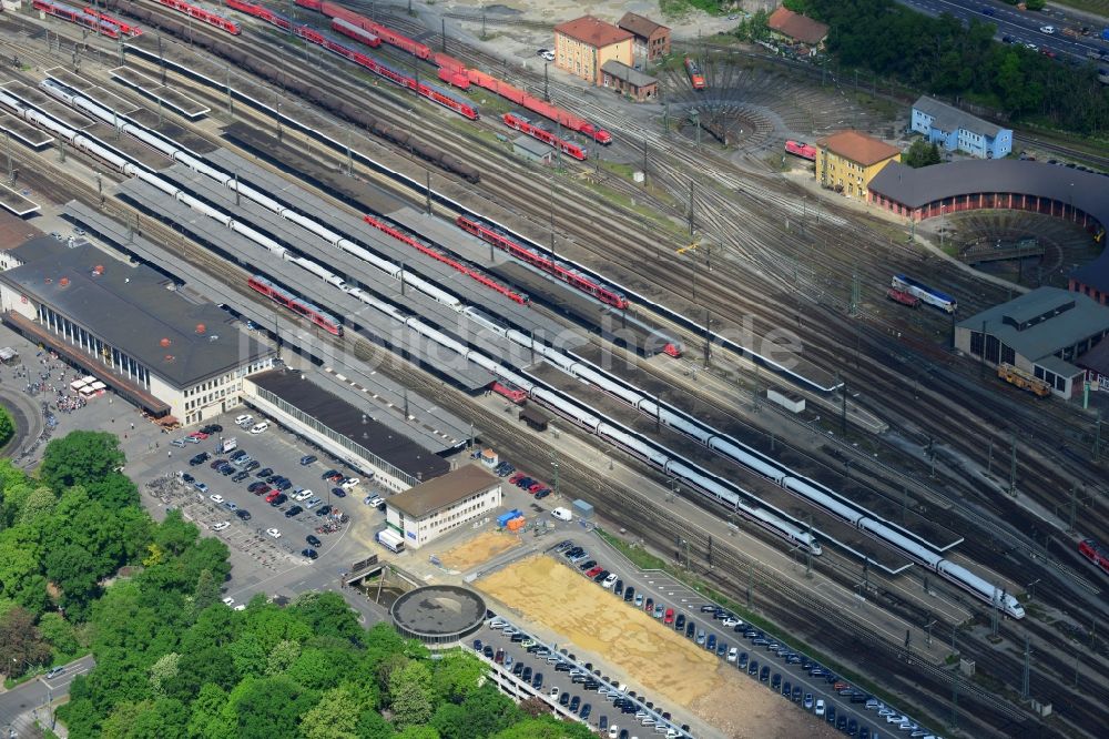 Luftaufnahme Würzburg - Hauptbahnhof der Deutschen Bahn in Würzburg im Bundesland Bayern