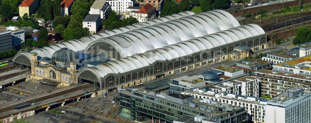 Luftbild Dresden - Hauptbahnhof Dresden der Deutschen Bahn in Dresden im Bundesland Sachsen, Deutschland