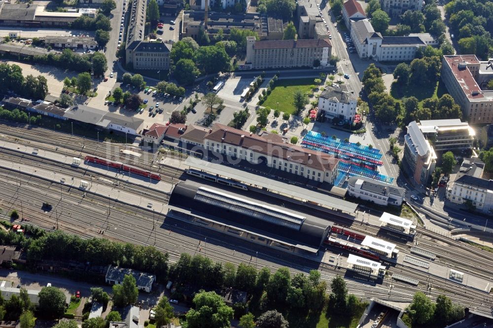 Gera von oben - Hauptbahnhof Gera im Bundesland Thüringen